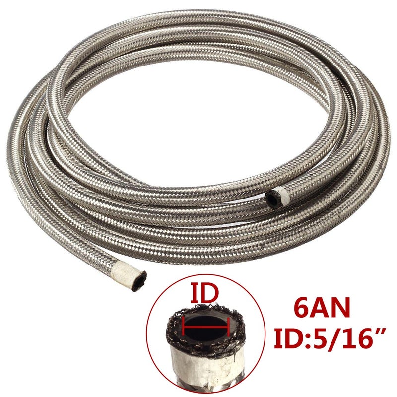 Vincos 15 Ft 6AN ID 10AN OD Universal Braided Stainless Steel CPE Oil Fuel Gas Line Hose Fit - Image 3